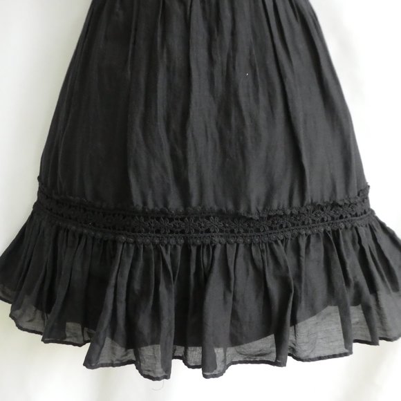 Bebe LBD Dress SiLK Cotton Lace Inset Tiered Ruffles Flutter Sleeves Zip Back 0 - Picture 5 of 9